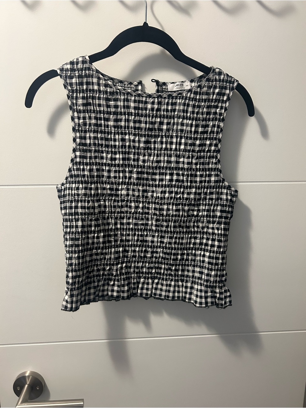 Black & White Gingham Smocked Tank